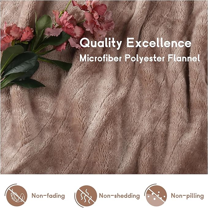 Heated Blanket Electric Throw Size 50''x60'' with 9 Heating Levels, 1-10 Hour Auto Shut Off, Machine Washable, Flannel & Sherpa Double-Sided Soft Warming Blanket for Couch, Bed, Office - Brown