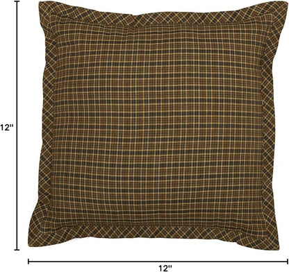 Tea Cabin Rustic 12"x12" Patchwork Pillow Green Thanksgiving Cotton Square Bedroom Decor