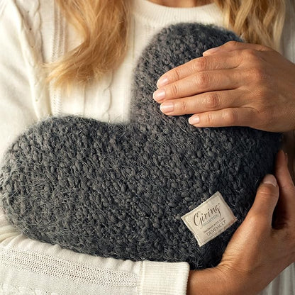 DEMDACO Charcoal Grey Giving Heart 11 x 10 Plush Polyester Decorative Throw Pillow