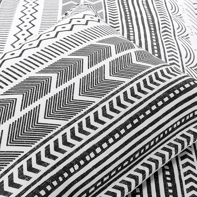 Lush Decor Hygge Geo Reversible 5 Piece Comforter Set, King, Black & White