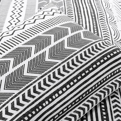 Lush Decor Hygge Geo Reversible 5 Piece Comforter Set, King, Black & White
