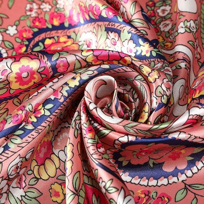 AWAYTR 35” Satin Large Square Head Scarves - 4PCS Silk Like Neck Scarf Hair Sleeping Wraps Satin Silk Scarfs for Women