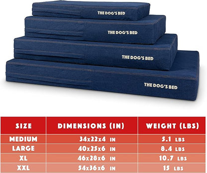The Dog’s Bed Orthopedic Memory Foam Dog Bed Mattress, Oxford Fabric, Real Blue Denim, XXL, 6-Inch
