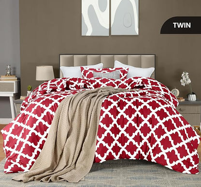 Twin Comforter Set 2 Piece Red by Utopia Bedding, Printed Comforters Twin Size, Bedding Comforters Sets, Down Alternative Soft Bed Set, 1 Comforter (64 x 88 inches) 1 Pillow Shams (20 x 26 inches)