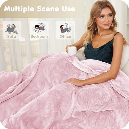 Electric Heated Blanket Queen Size 84"x90", with Dual Control Breathable & Luxurious Flannel, with 4 Heating Levels & 10 Hours Auto-Off, Fast Heating, Machine Washable, for Bedding -Light Pink