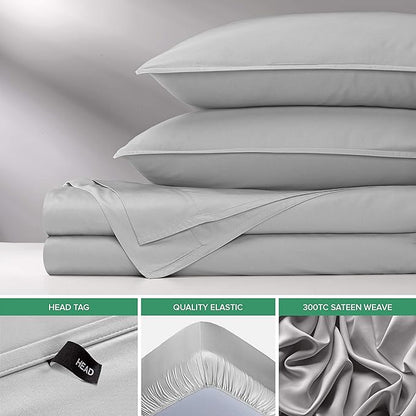 Pure Bamboo Full Sheets, Genuine 100% Organic Viscose Derived from Bamboo Bed Sheet Set, Luxuriously Soft & Cooling, Double Stitching, 2 Year Quality Promise (Full, Silver Pearl)