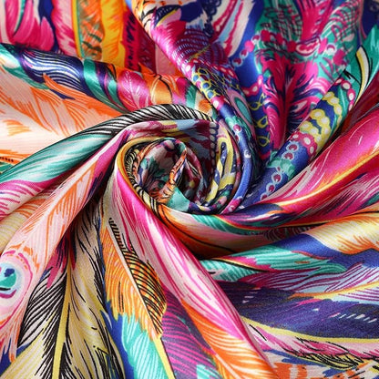 AWAYTR 35” Satin Large Square Head Scarves - 4PCS Silk Like Neck Scarf Hair Sleeping Wraps Satin Silk Scarfs for Women