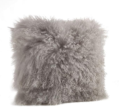 SARO LIFESTYLE Mongolian Lamb Fur Poly Filled Throw Pillow