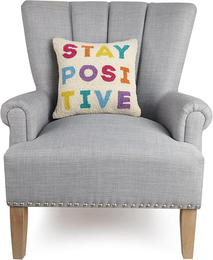 Stay Positive Wool Hook Inspirational Pillow by The Pillow Shoppe