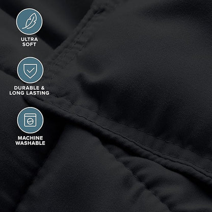 Bare Home Comforter Set - Queen Size - Ultra-Soft - Goose Down Alternative - Premium 1800 Series - All Season Warmth (Queen, Black)