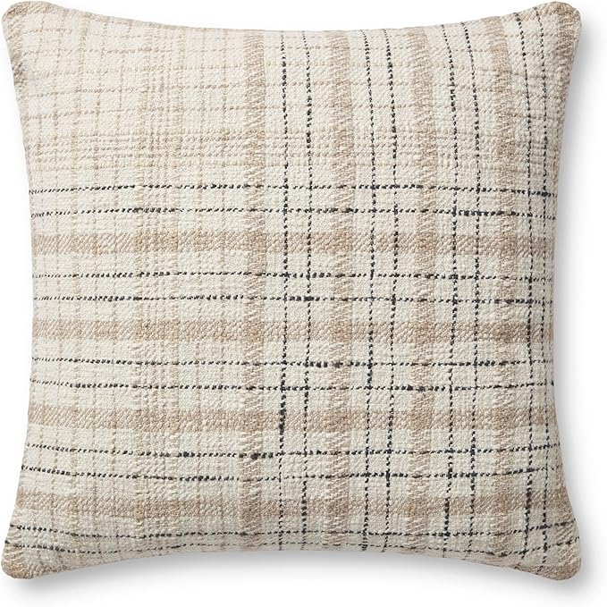 Loloi Chris Loves Julia Cricket Collection PCJ0013 Beige/Black 22'' x 22'' Cover Only Pillow