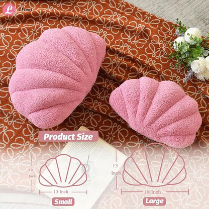 Seashell Throw Pillows, Shell Shaped Throw Pillows, Soft Home Decorative Pillow Plush Cushion for Bed Couch Living Sofa Room Decor Accent Throw Pillow (13x10 Inch, Dusty Pink)