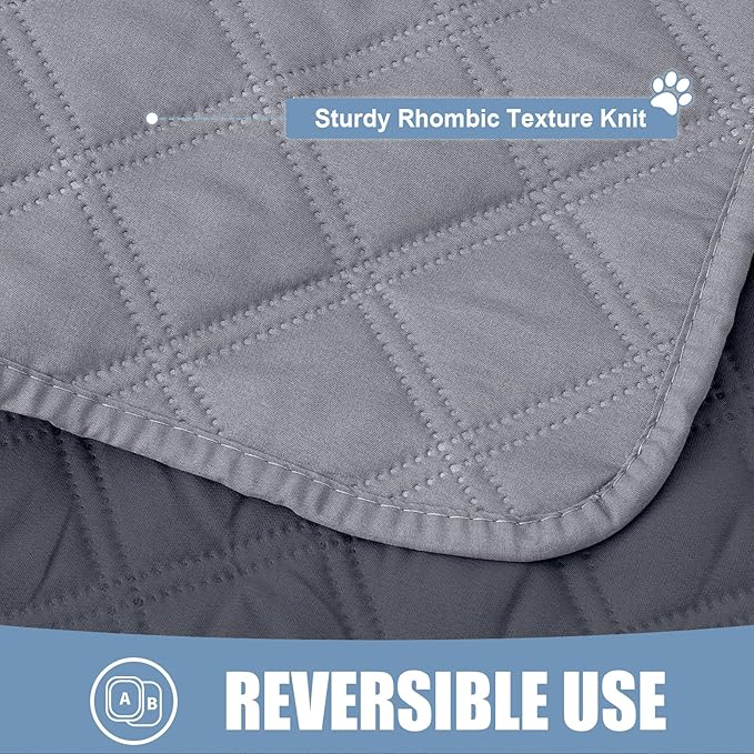 Smiry Waterproof Couch Covers for Dogs Washable, Reversible Pet Couch Covers for 3 Cushion Sofa Pet Friendly, Soft Sofa Furniture Protector for Dogs Cat Kids, Checkered (52"x82", Grey/Dark Grey)