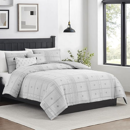 Modern Threads 5-Piece Jacquard Comforter Set, Elena King in Grey – Elegant Comforter, 2 Pillow Shams, and 2 Decorative Pillows