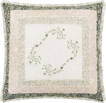 Modern Heirloom Harper Green Floral Embroidered Square Decorative Pillow, 16x16