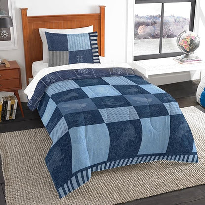 Northwest Harry Potter True Blue Hogwarts 4 Piece Twin Bed in a Bag Set, Bedding Set with Comforter and Sheets, Soft and Cozy for All Seasons