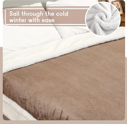 Heated Blanket Electric Blanket Full Size 72''x84'' with 9 Heating Levels, 1-10 Hour Auto Shut Off, Machine Washable, Flannel & Sherpa Soft Warming Blanket for Couch, Bed, Office - Brown