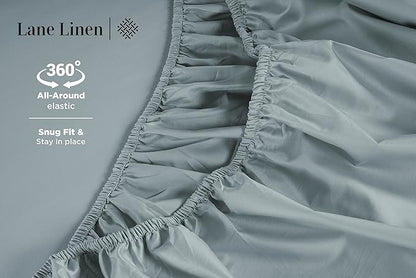 LANE LINEN 100% Cotton Bed Sheets – 600 Thread Count Cooling Sheets Queen, Durable Daily Use Bedding, Value Comfort for Night Rest, Hotel Sateen Finish, Snug Fit 15" Deep Pocket – Blue