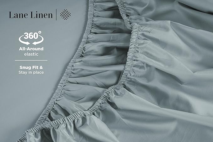 LANE LINEN 100% Cotton 600 Thread Count Twin Bed Sheets - Mercerized Cotton Fully Elasticized Sheets Twin Size, Ultra Soft & Comfy Sateen Weave Bedding Sheets & Pillowcases Sets - French Blue
