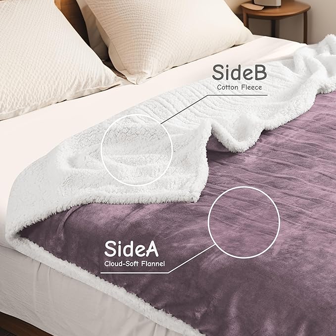 Electric Heated Blanket Twin Size 62"x84", Soft Flannel with Overheat Protection, 9 Adjustable Heat Settings & 10-Hour Auto-Off Timer, Fast Heating for Winter Comfort, Purple