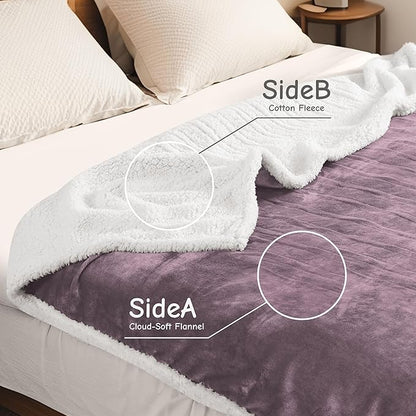 Electric Heated Blanket Twin Size 62"x84", Soft Flannel with Overheat Protection, 9 Adjustable Heat Settings & 10-Hour Auto-Off Timer, Fast Heating for Winter Comfort, Purple