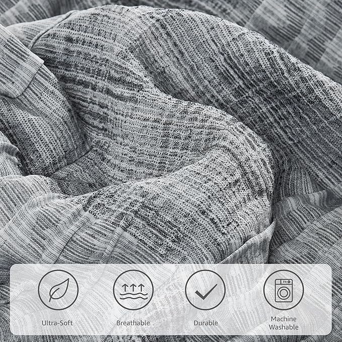 MaiRêve Charcoal Grey Full Comforter Set, Textured Design Grey Crinkle Bed in A Bag Full Size, Full Comforter Set with 7 Pieces with Comforter, Sheets, Pillowcases & Shams 80"x 90"