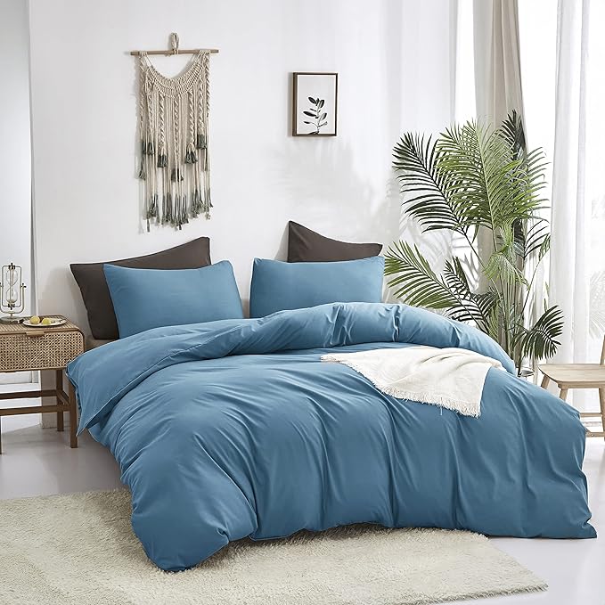 Luxlovery Blue King Size Comforter Set Lake Blue Bedding Set Women Men Quilt Blanket Soft Breathable Comfy Fluffy Lightweight 3 Piece Comforter Set King Size