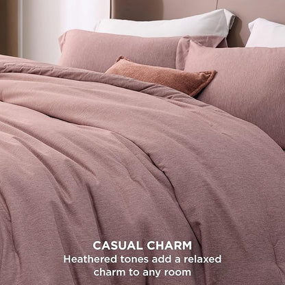 Bedsure Twin/Twin XL Comforter Set - Dusty Rose Soft Bedding for All Seasons, Cationic Dyed Bed Set, 2 Pieces, 1 Twin Size Comforter (68"x88") and 1 Pillow Sham (20"x26"+2")