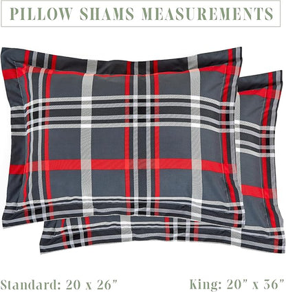 Elegant Comfort 8-Piece Lodge Plaid Reversible Comforter Set - All Season Bed in a Bag, 4-Piece Sheet Set Featuring Smart Pockets, Matching Shams and Decorative Pillow, Twin/Twin XL, Gray