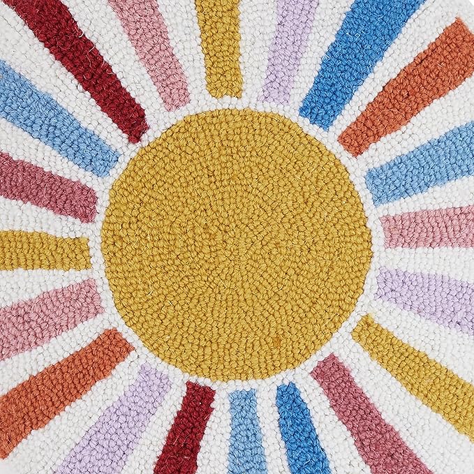 Rainbow Sun Wool Hook Inspirational Pillow by The Pillow Shoppe