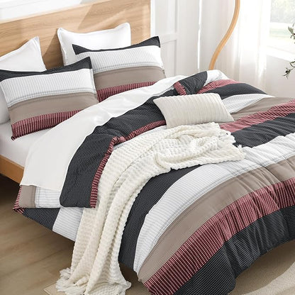 Litanika Twin Comforter Set Red Black - 2 Pieces Lightweight Summer Bedding Set, All Season Down Alternative Comforter (1 Comforter, 2 Pillowcases)