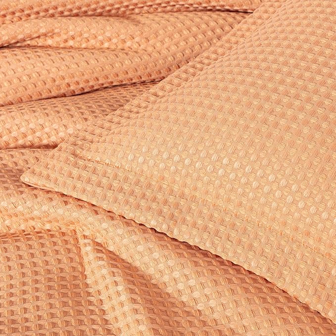 Chezmoi Collection Wilmer 3-Piece Oversized Queen Comforter Set, Toffee Brown, Soft and Cozy Lightweight Waffle Weave Comforter Bedding for All Season