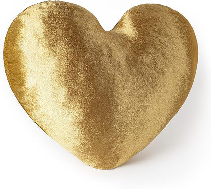 AELS Heart Shaped Pillow, 20 Inches Heart Decorative Throw Pillows, Velvet Love Cute Pillows, Valentines Day Decorations, Wedding Decor, Living Room Bedroom Nursery Decor, Golden