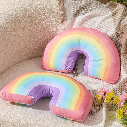 Chunful Rainbow Pillow for Girls Kids 13.8 x 8.7 x 4 Inch Plush Cute Rainbow Throw Pillow Arch Shaped Cushion Stuffed Decoration for Bed Chair Room Home Decor Easter Day(Macaron Colors,1 Pcs)