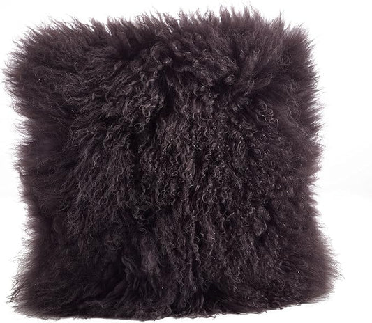 SARO LIFESTYLE Mongolian Lamb Fur Poly Filled Throw Pillow