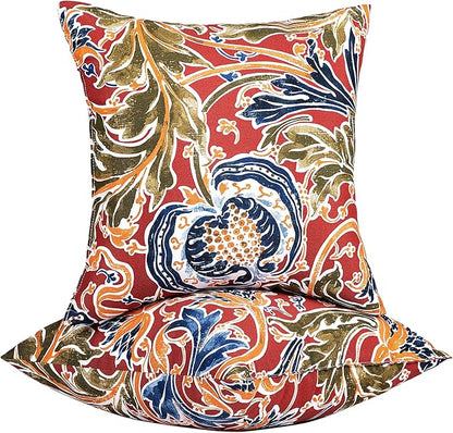 JMGBird Water-Resistant Outdoor Pillows Set of 2, 18x18 inch Durable Red with Pomegranate Flower Pattern Throw Pillows with Inserts for Patio Furniture