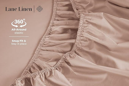 LANE LINEN Split King Sheet Sets for Adjustable Beds - 5 PCs, 600 Thread Count Split King Sheets Set - Sateen King Split Sheets for Adjustable Bed - Split Top King Sheets Set for Bed - Sepia Rose