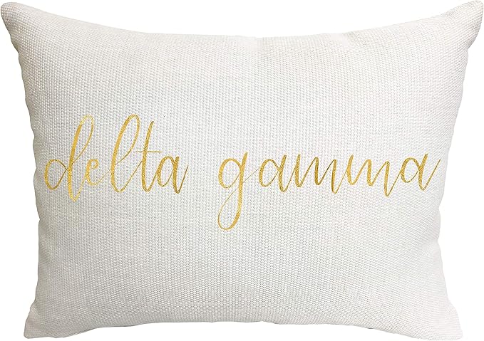 Sorority Shop Delta Gamma Pillow – Gold Script Design, 12" x 16" Lumbar Pillow Sorority