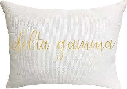 Sorority Shop Delta Gamma Pillow – Gold Script Design, 12" x 16" Lumbar Pillow Sorority