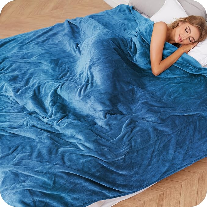 Electric Heated Blanket Full Size 72"×84", Luxurious Breathable Flannel with 4 Heat Settings, 10-Hour Auto Shut-Off & Overheat Protection, for Bed & Couch, Cozy Gift - Lake Blue