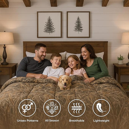VISI-ONE Realtree Excape Camo Comforter Set King Size 3 Piece - Cozy Soft Lightweight Microfiber Bedding Machine Washable - Rustic Hunting Lodge Cabin RV Decor - Modern Farmhouse Outdoor Gift Set