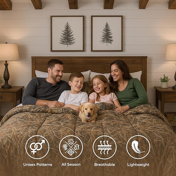 VISI-ONE Realtree Edge Camo King 3 Piece Comforter Set – Country Rustic Western Look with Farmhouse Appeal, All Season Fit for Lodge, Cabin, Nature-Lovers, Outdoor Enthusiasts & Modern Living Space