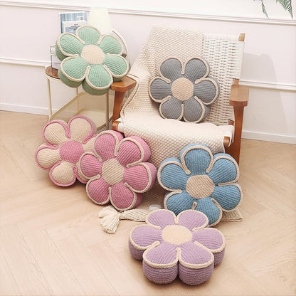 Pink Flower Pillow Decorative Throw Pillows 16" Fluffy Soft Flower Plush Floor Cushion for Couch Bed Girls Room Bedroom Decor Aesthetic (1, Pink, 16 Inch)