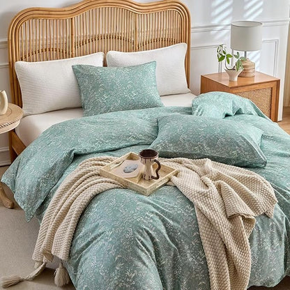 Queen Comforter Set 3 Pcs Boho Floral Vintage Aesthetic Duvet Insert Bedding Set 90"X90" Comforter and 2 Pillowcases in A Bag Botanical Rustic Farmhouse Soft Lightweight Prewashed Bed Sets