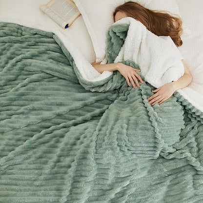 Bedsure Sherpa Blanket Queen Size for Bed - Super Soft, Cozy Fleece Thick Warm Blanket for Winter Christmas, GentleSoft Home Room Decor, Sage Green, 90x90 Inches