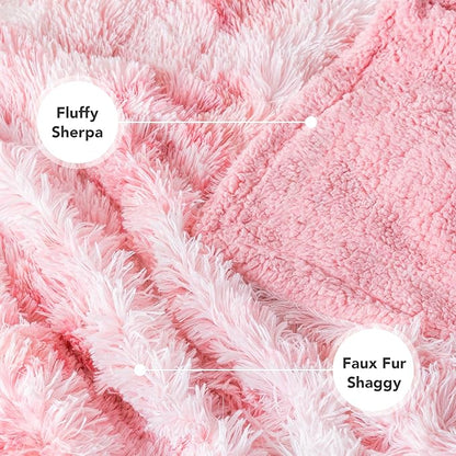 PetAmi Waterproof Dog Blanket for Large Dog, Calming Pet Blanket Bed Couch Cover Protector, Washable Sherpa Faux Fur Throw for Sofa Furniture Protection, Soft Fluffy 60x80 Tie-Dye Pink