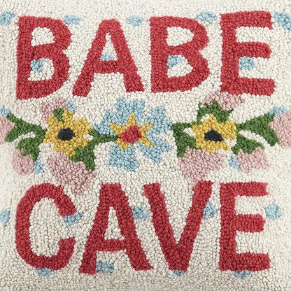 Babe Cave Wool Hook Whimsical Pillow by The Pillow Shoppe, 16" Square