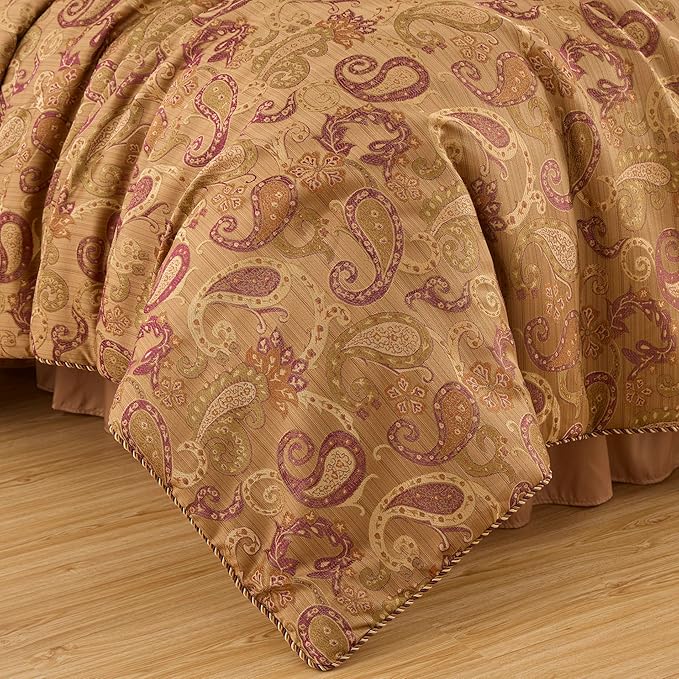 Chezmoi Collection Adelle 7-Piece Paisley Jacquard Embroidered Comforter Bedding Set, California King Size