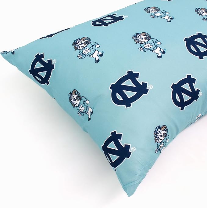 College Covers Everything Comfy North Carolina Tar Heels - Pillowcase, Body Pillow, 20" x 60", Includes 1 Pillowcase