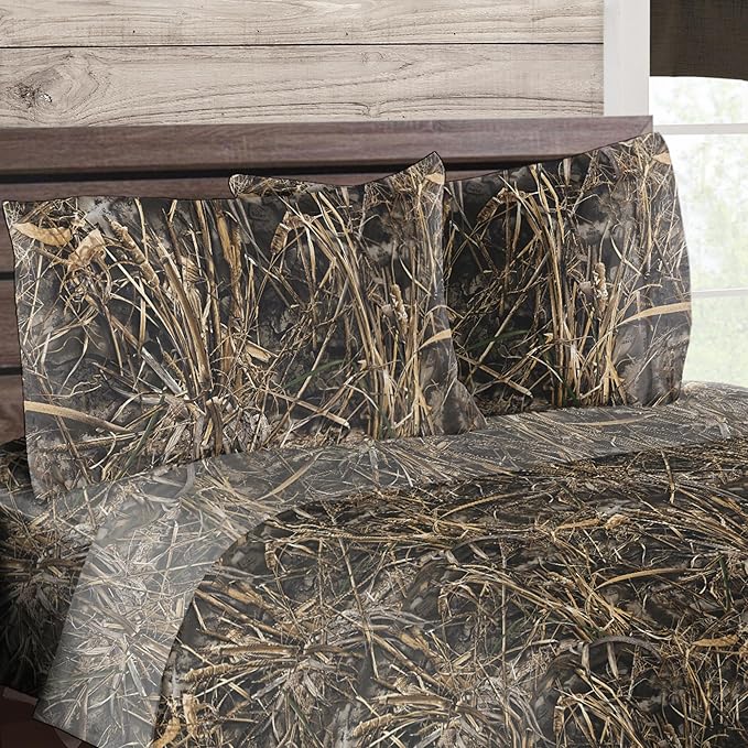 Northwest Realtree 5-Piece Full Size Bed in a Bag Set, 1 Comforter, 1 Fitted Sheet, 1 Flat Sheet, 2 Pillowcases, All Seasons Bedding, MAX-7 Camo